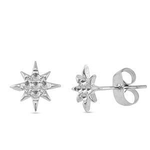 Pendientes Acero Inox estrella Plateado