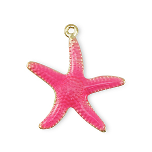 Metal TQ lat&oacute;n colgante estrella de mar Dorado-rosa oscuro
