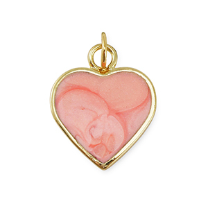 Metal TQ lat&oacute;n colgante coraz&oacute;n Dorado-rosa claro m&aacute;rmol