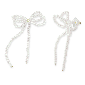 Pendientes Trendy lazo Blanco-dorado
