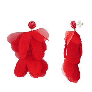 Pendientes Trendy chif&oacute;n flor Rojo-dorado