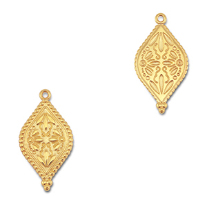 Colgantes met&aacute;licos DQ &oacute;valo con flor Dorado (sin n&iacute;quel)