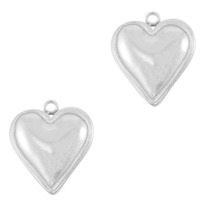 Colgantes Acero Inox coraz&oacute;n Plata