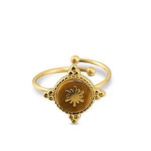 Anillos Acero Inox copo de nieve Dorado-marr&oacute;n