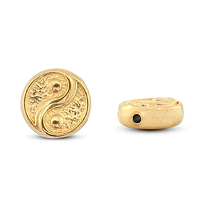 Abalorios de acero inox Yin & Yang Dorado