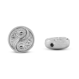 Abalorios de acero inox Yin & Yang Plateado
