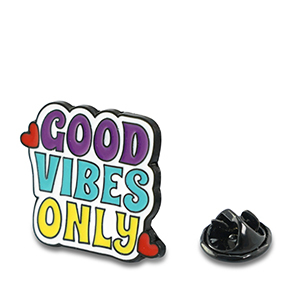 Pins "Good vibes only" P&uacute;rpura-turqueza-amarillo