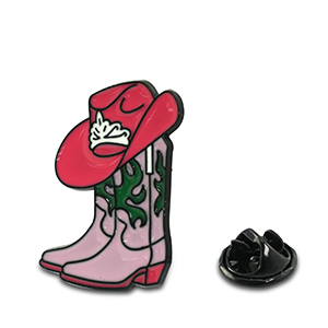 Pins botas vaqueras con sombrero Lila rosa-magenta-verde