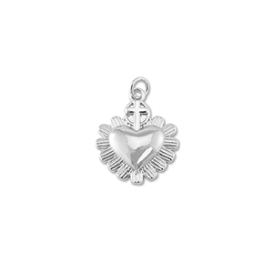 Metal TQ lat&oacute;n colgante coraz&oacute;n con cruz Plata