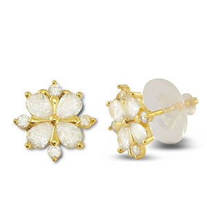 Metal TQ lat&oacute;n pendiente zirconia flor Dorado