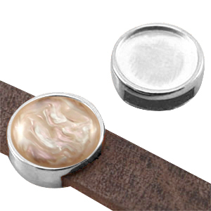 Correderas met&aacute;licas DQ engaste para cabuch&oacute;n 12mm (para cuero plano 8mm) Plata vieja (sin n&iacute;quel)