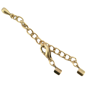 Set extensi&oacute;n de cadena met&aacute;lica DQ con mosquet&oacute;n y terminal 2mm bronce viejo (sin n&iacute;quel)