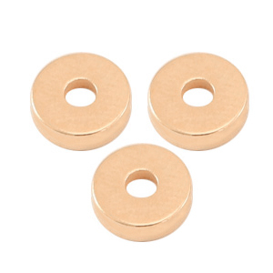 Abalorios met&aacute;licos DQ disco rondeles 6x2mm Oro rosado (sin niquel)