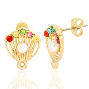 Fornituras met&aacute;licas DQ pendiente perla concha con anilla Dorado (sin n&iacute;quel)