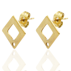 Pendientes Acero Inox rombo Dorado