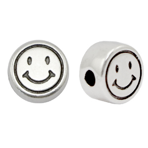 Abalorios met&aacute;licos DQ smiley 7mm Plata vieja (sin n&iacute;quel)