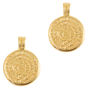 Colgantes met&aacute;licos DQ disco de Festos 16mm Dorado (sin n&iacute;quel)