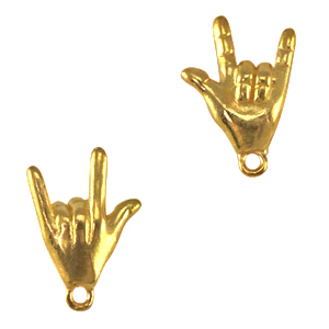 Colgantes met&aacute;licos DQ "I love you" Dorado (sin n&iacute;quel)