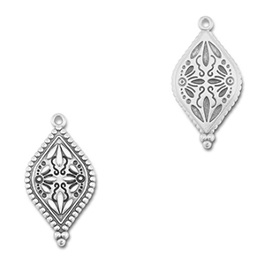 Colgantes met&aacute;licos DQ &oacute;valo con flor Plateado vieja (sin n&iacute;quel)