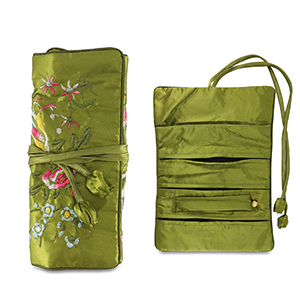 Estuche de joyas para viaje con flores Verde olivia