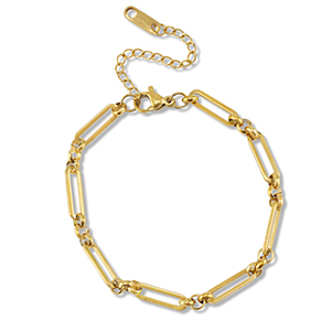 Pulseras Acero Inox eslab&oacute;n Dorado