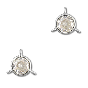 Entrepieza de cristal redondos Transparente-plateado