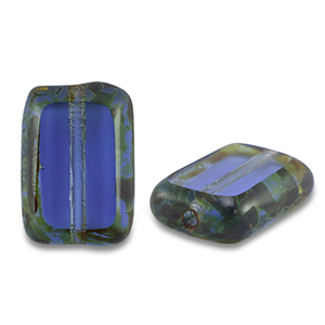 Abalorios Checos TCB rectangle 12x8mm Transparente azul oscuro