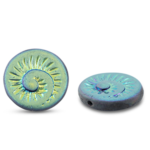 Abalorios Checos fossil shell 18mm Azul mezclado-cubierta AB