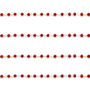 Fornituras Acero Inox cadena jasseron redondos Dorado-rojo