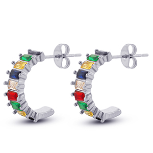 Pendientes Acero Inox Plateado-multicolor