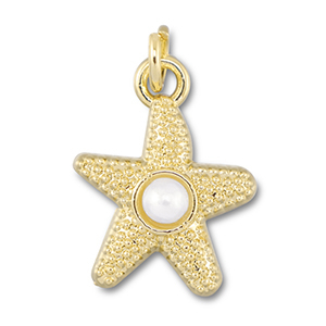 Metal TQ lat&oacute;n colgante estrella de mar con perlas Dorado-blanco