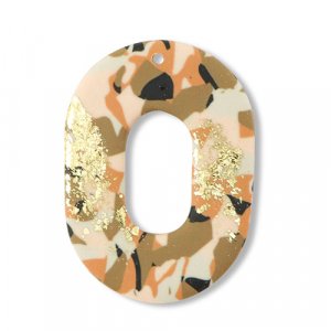 Colgantes de pol&iacute;meros &oacute;valo Marr&oacute;n-rosa-blanco-dorado