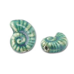Abalorios de cer&aacute;mica concha Azul verdoso