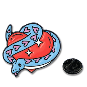 Pins coraz&oacute;n con serpiente Azul-rojo-rosa