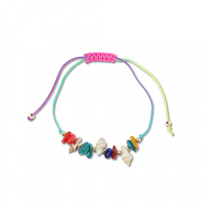 Pulsera tobillera trendy abalorios mixtas Multicolor-dorado