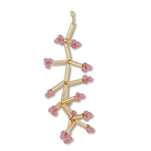 Colgantes de abalorios de cristal flor Dorado-mauve