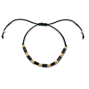 Pulsera tobillera trendy abalorios mixtas Negro-dorado