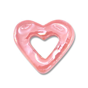 Abalorios de cer&aacute;mica griega DQ coraz&oacute;n Rosa malva