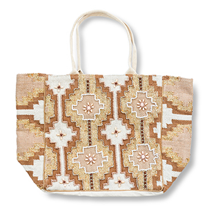 BY31&reg; Bolso de playa Beige-marr&oacute;n-dorado