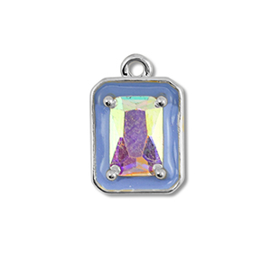 Metal TQ lat&oacute;n colgante rect&aacute;ngulo Plateado-azul-cubierta AB