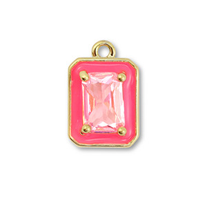 Metal TQ lat&oacute;n colgante rect&aacute;ngulo Dorado-ne&oacute;n rosa-rosa claro