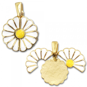 Colgantes de lat&oacute;n Eco-brass&reg; medall&oacute;n flor / flor Dorado-blanco-amarillo