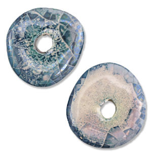 Abalorios de cer&aacute;mica griega DQ dona mosaico Azul intenso-blancuzco-lilas