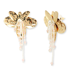 Pendientes trendy flor Dorado-blanco-rosa claro