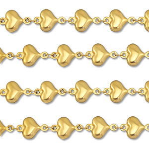 Fornituras Acero Inox cadena jasseron coraz&oacute;n Dorado