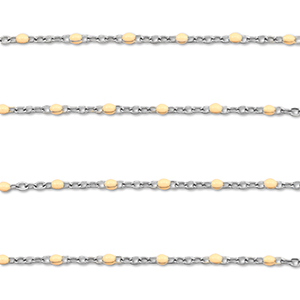 Fornituras Acero Inox cadena jasseron 1mm Plateado-melocot&oacute;n desnudo