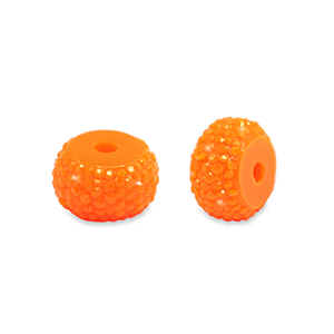 Abalorios de resina rondeles 10mm Naranja ne&oacute;n