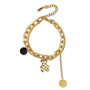 Pulseras Acero Inox oso Dorado