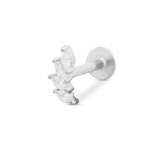 Piercing oreja Acero Inox hoja Plateado