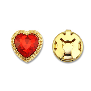 Cubrebotones de lat&oacute;n Eco-brass&reg; coraz&oacute;n Dorado-rojo